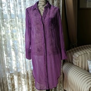 Anthropologie lavender sheer long sleeve tunic